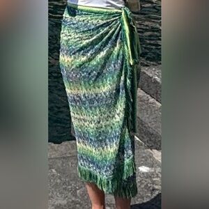 Missoni green and blue wrap skirt / cover up